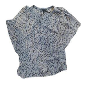 Chaps Blue and White Floral Blouse